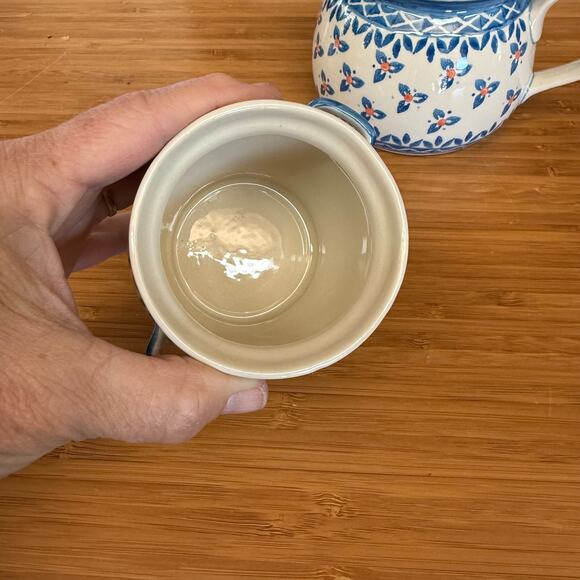 WIZA Boleslawiec Polish Pottery Cream Pitcher + Open Bowl Flawless Condition - Picture 3 of 9